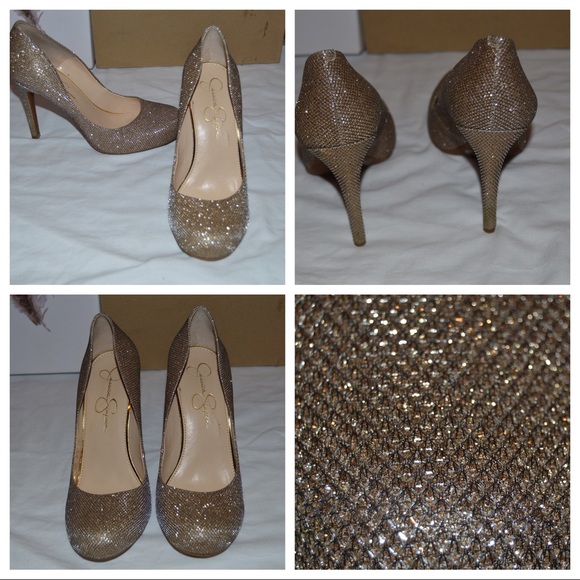 Jessica Simpson Shoes - WORN ONCE! Gold Sparkle Heels